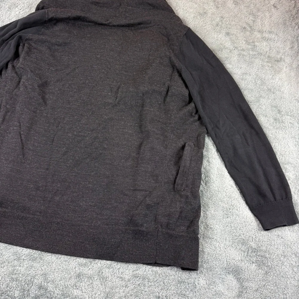 AllSaints Charcoal Grey Wool Asymmetrical Zip Draped Cardigan Cotton Sleeve M